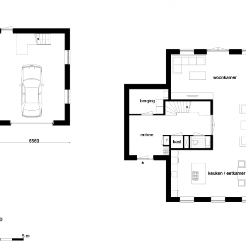 Vrijstaande garage extra inhoud 323 m3 (Casco)